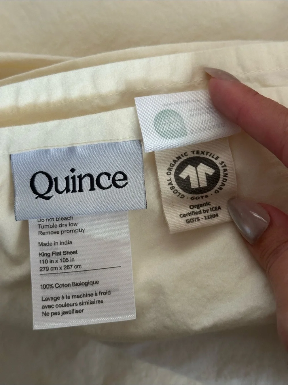 Quince King Ivory Cream Organic Cotton *Flat Sheet Only* Soft Neutral Bedding